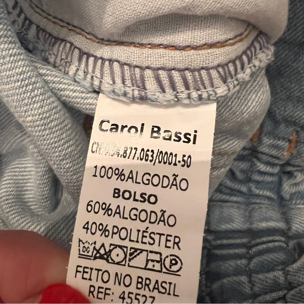 Carol Bassi High Rise Pleated Denim Shorts Elastic Waist Light Wash 36 - Picture 10 of 10
